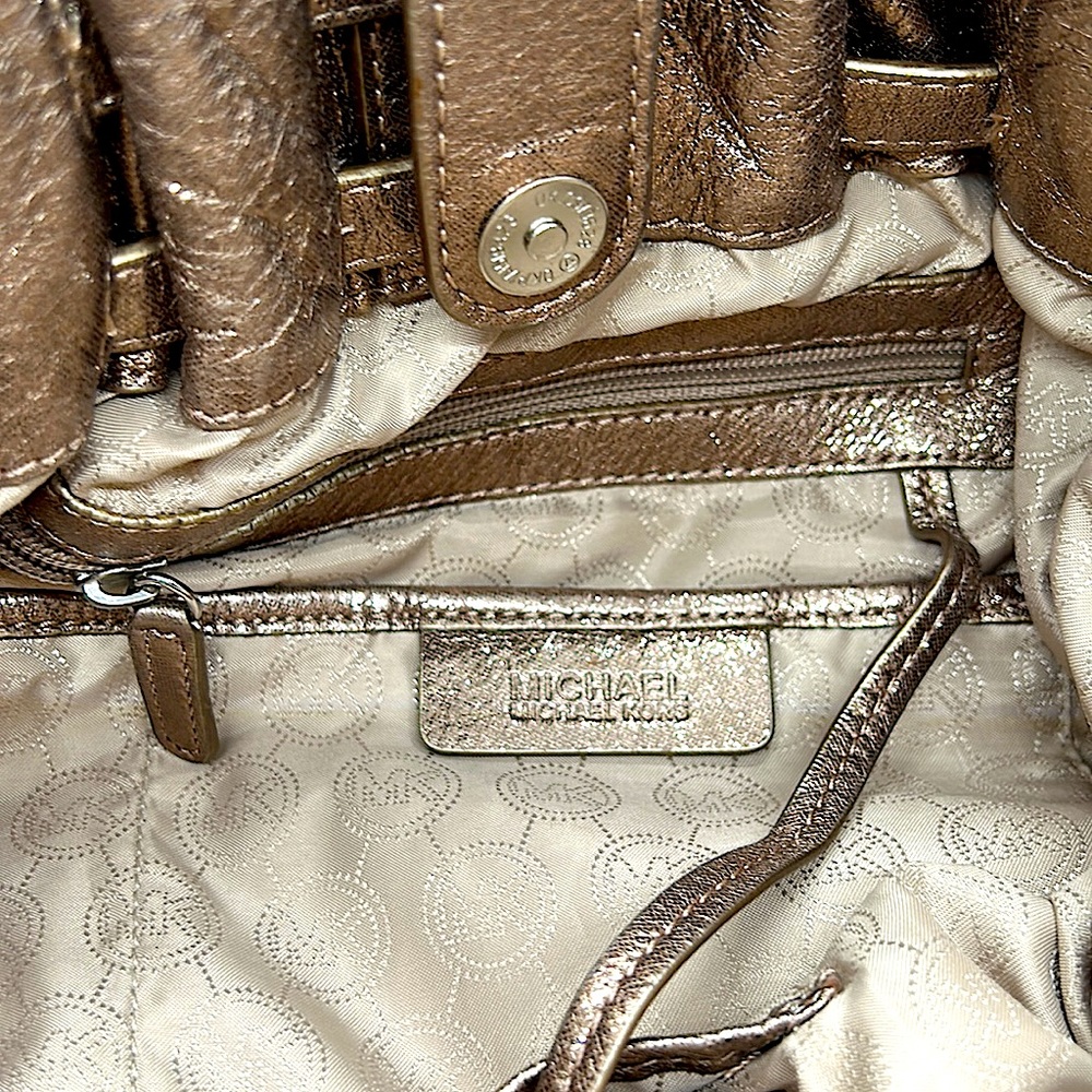 Michael Kors Gorgeous Metallic Bronze and Silver Tote Purse Bag - Picture 8 of 9